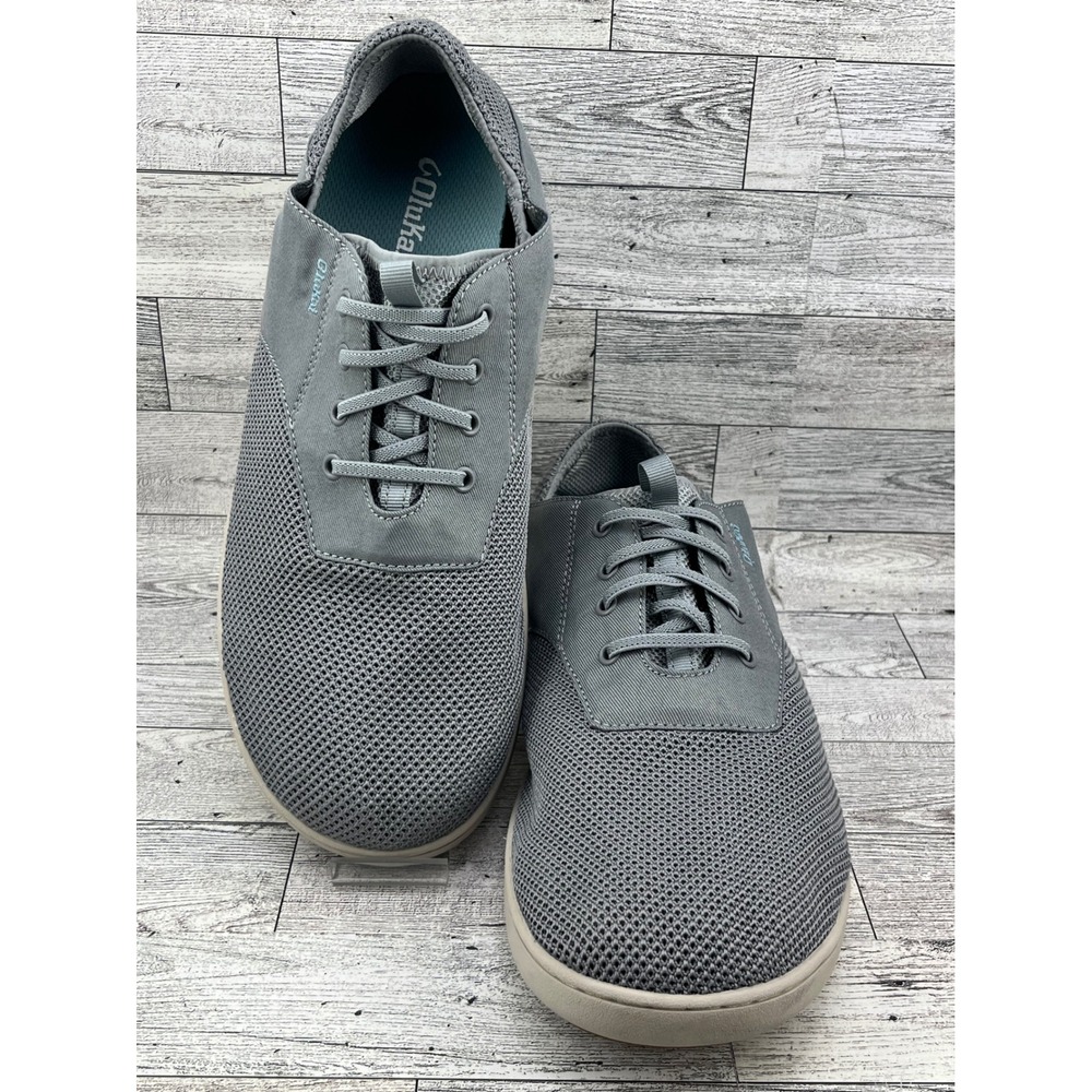 OluKai Nohea Moku Men's Sz 13 US 46 EU‎ Grey Mesh Lace Up Sneakers